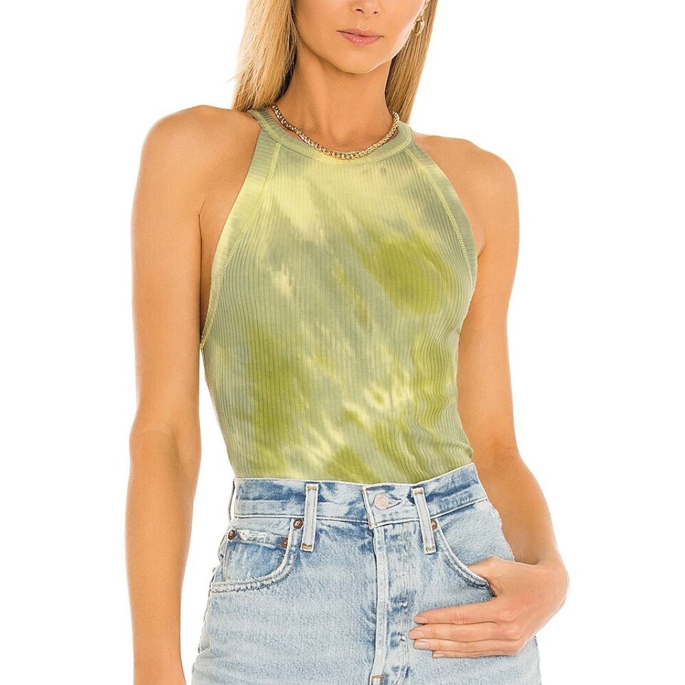 Free People Women’s | Easy Breezy Tank Top | Ripple Green & Yellow | Size Medium